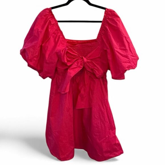 NWT SugarLips Marion Oversized Puff Sleeve Babydoll Mini Dress Sz M - Picture 4 of 9